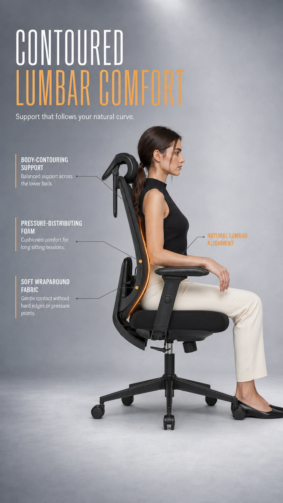 Contoured lumbar support
