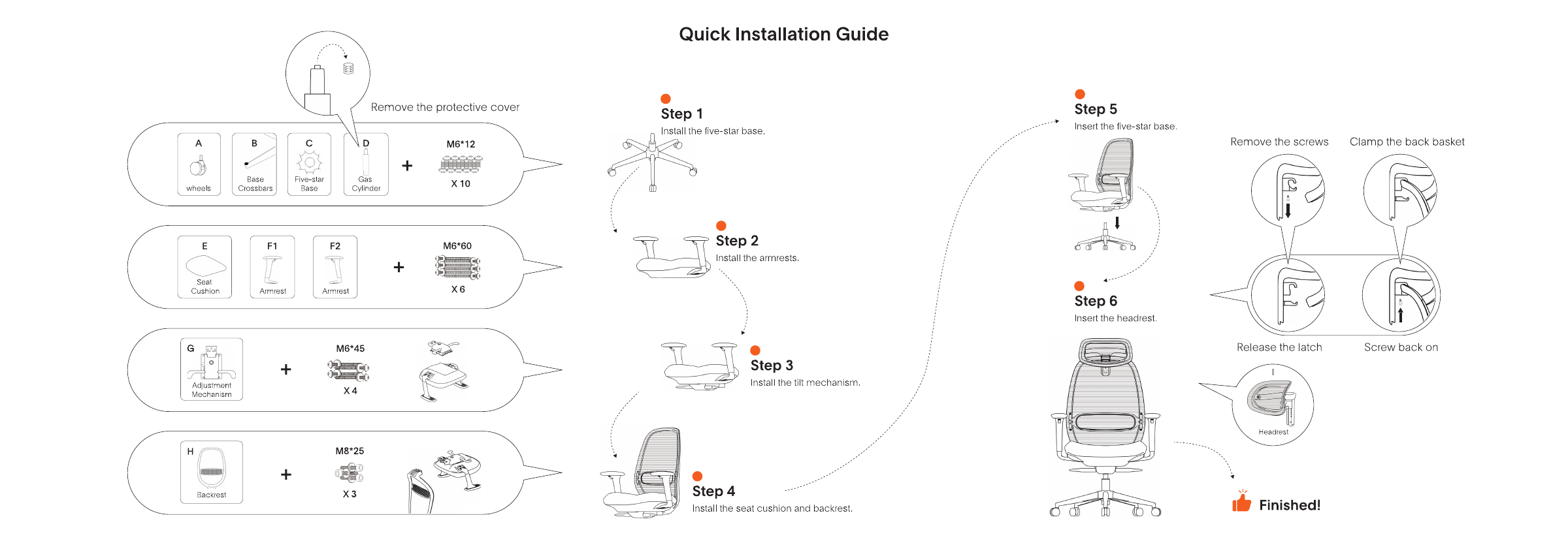 082A Ergonomic Chair chair assembly guide
