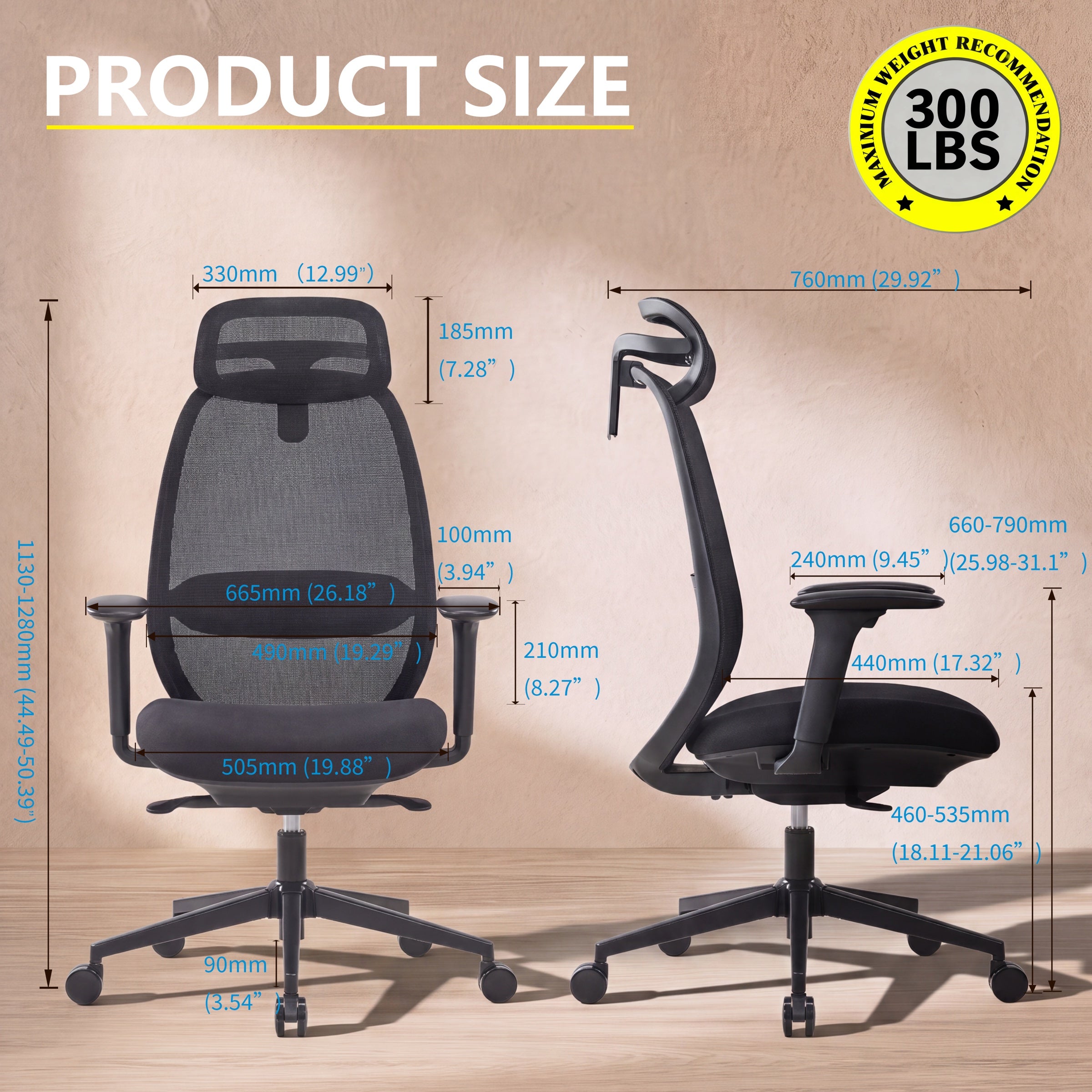 082A Ergonomic Chair chair specifications and dimensions