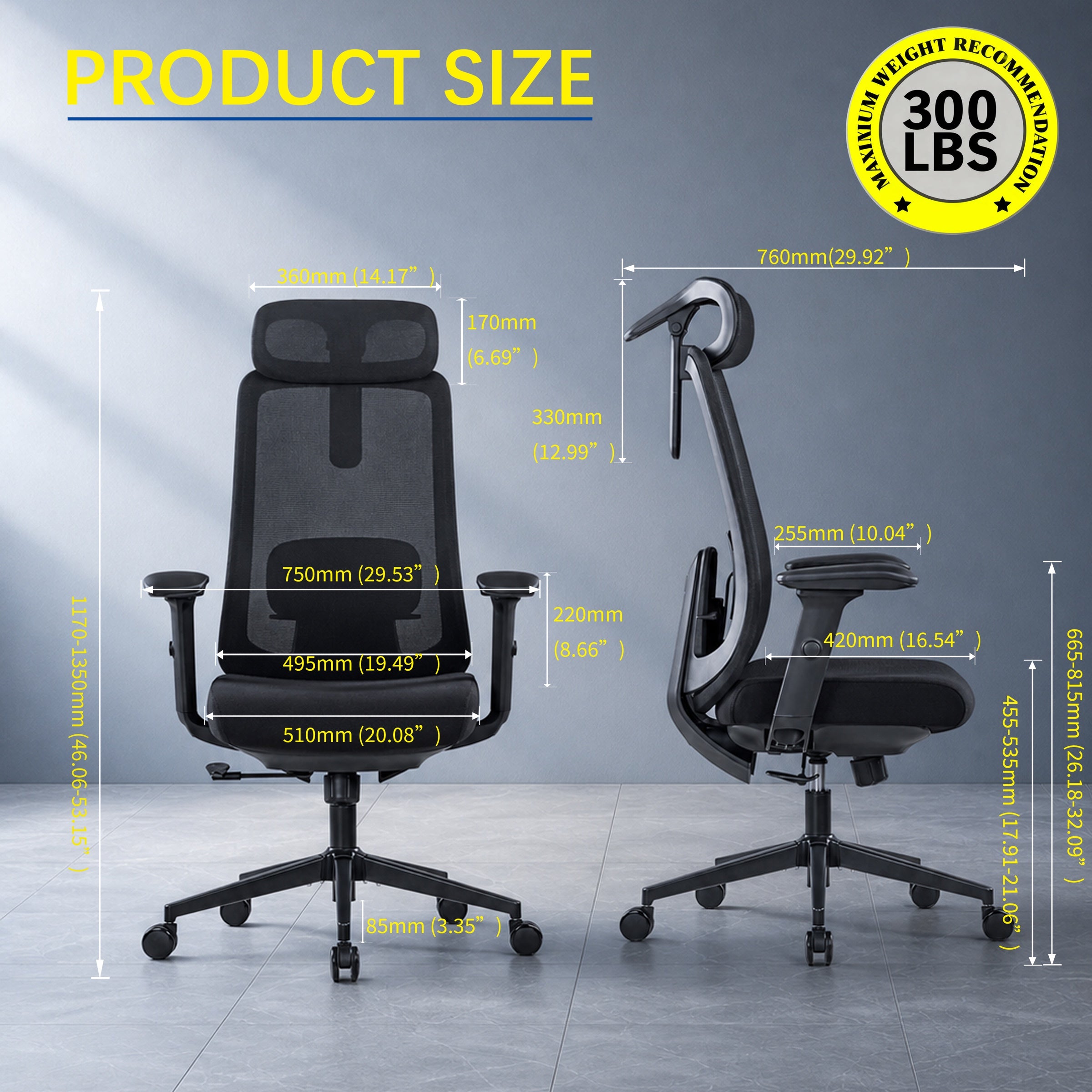 097A Ergonomic Chair chair specifications and dimensions
